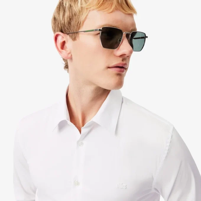 Slim fit stretch overhemd met knopen voor heren