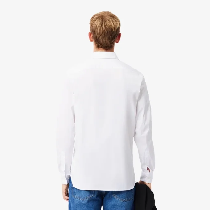 Slim fit stretch overhemd met knopen voor heren