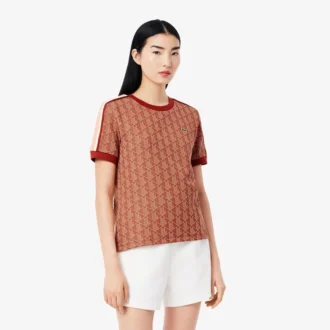 Slim fit T-shirt met monogram voor dames