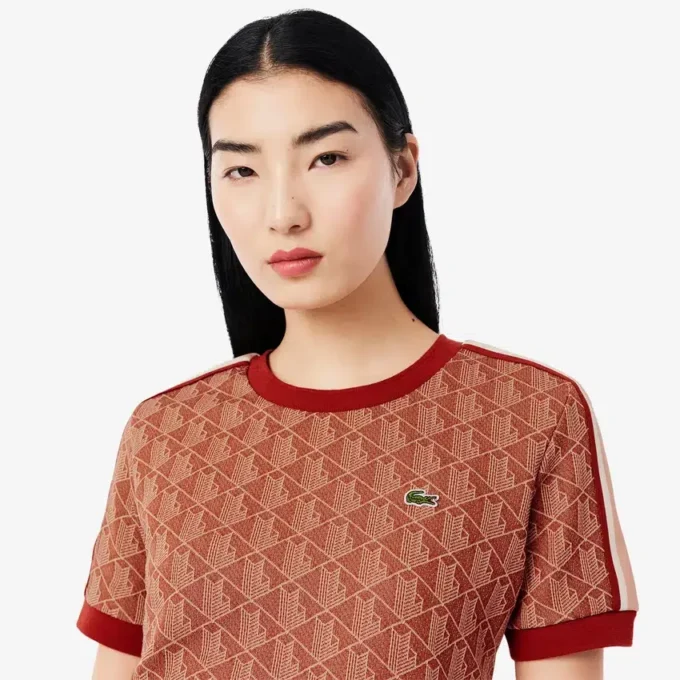 Slim fit T-shirt met monogram voor dames
