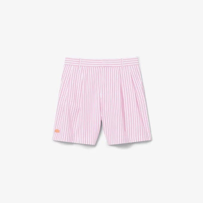 Stretch Oxford gestreepte bermuda