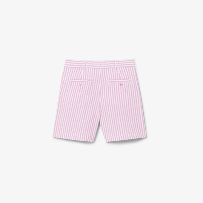 Stretch Oxford gestreepte bermuda