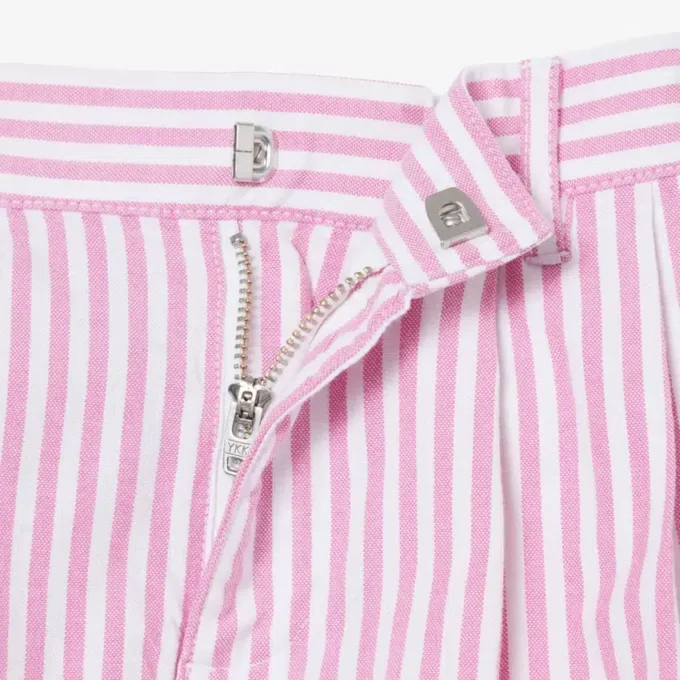Stretch Oxford gestreepte bermuda