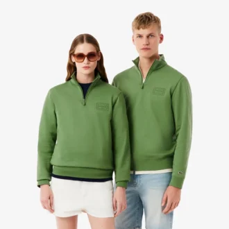 Sweatshirt met hoge kraag, reliëfprint en ritssluiting