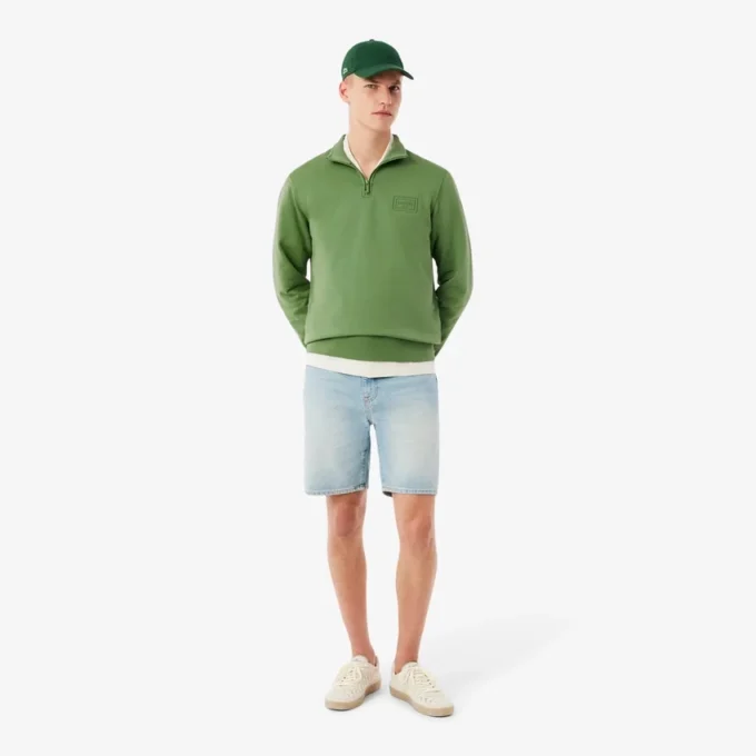 Sweatshirt met hoge kraag, reliëfprint en ritssluiting