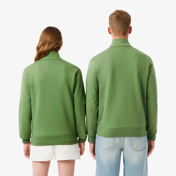 Sweatshirt met hoge kraag, reliëfprint en ritssluiting
