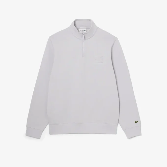 Sweatshirt met hoge kraag, reliëfprint en ritssluiting