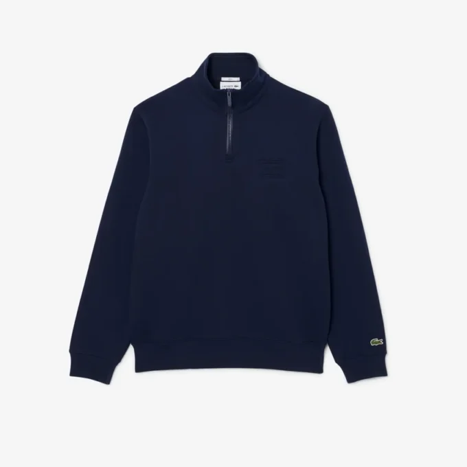 Sweatshirt met hoge kraag, reliëfprint en ritssluiting