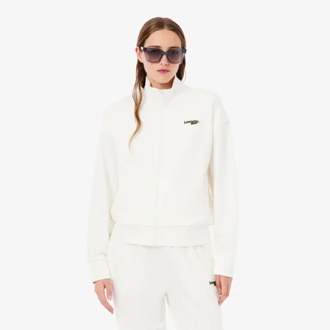 Sweatshirt met rits en logo in relaxte pasvorm