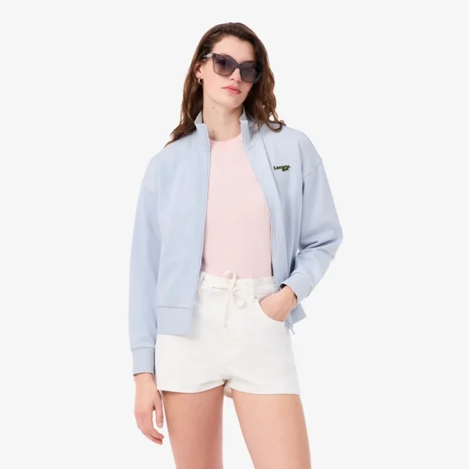 Sweatshirt met rits en logo in relaxte pasvorm