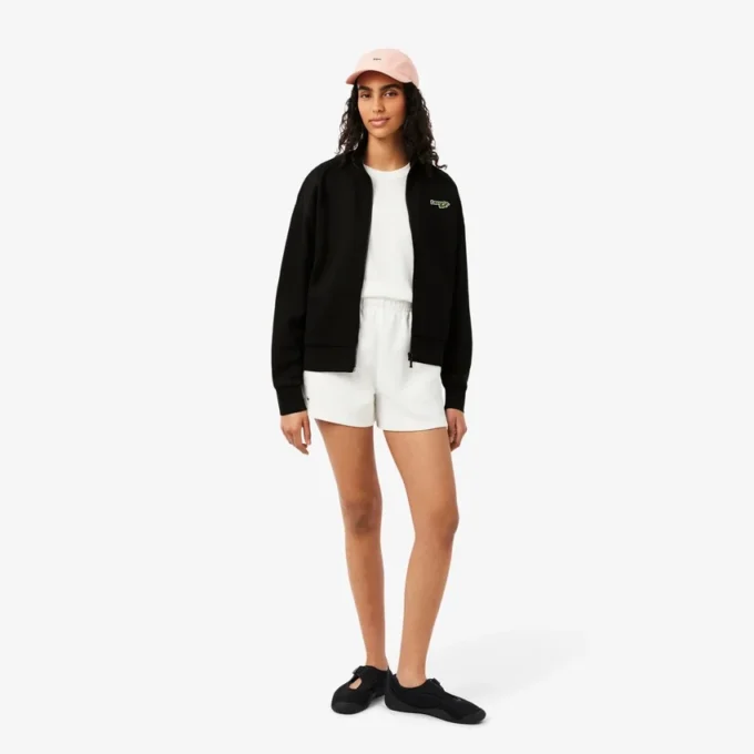 Sweatshirt met rits en logo in relaxte pasvorm