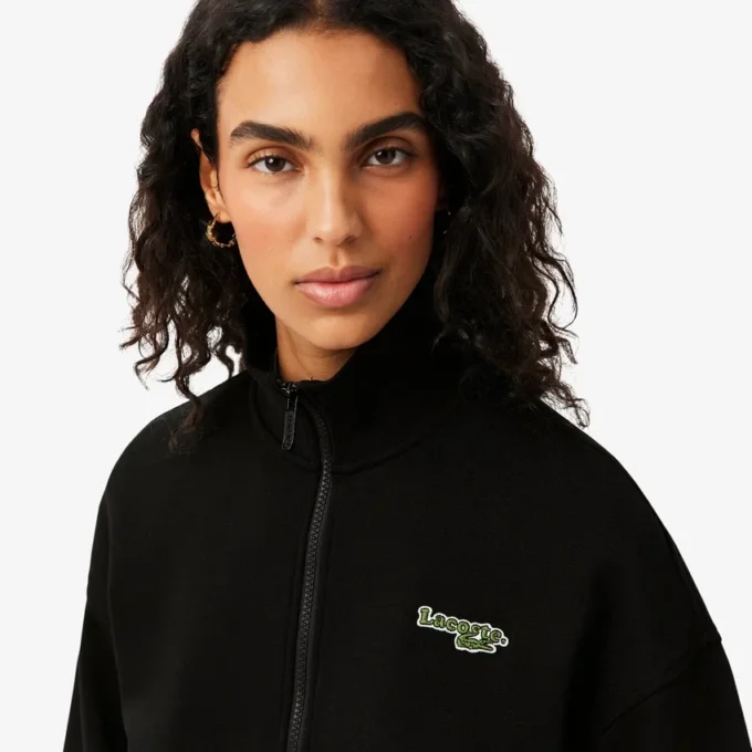 Sweatshirt met rits en logo in relaxte pasvorm
