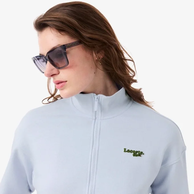 Sweatshirt met rits en logo in relaxte pasvorm