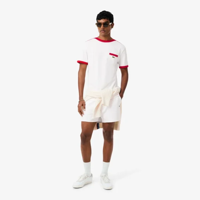 T-shirt van zwaar katoen met zakdetail
