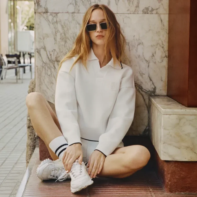 Tennis Heritage-sweatshirt met polokraag