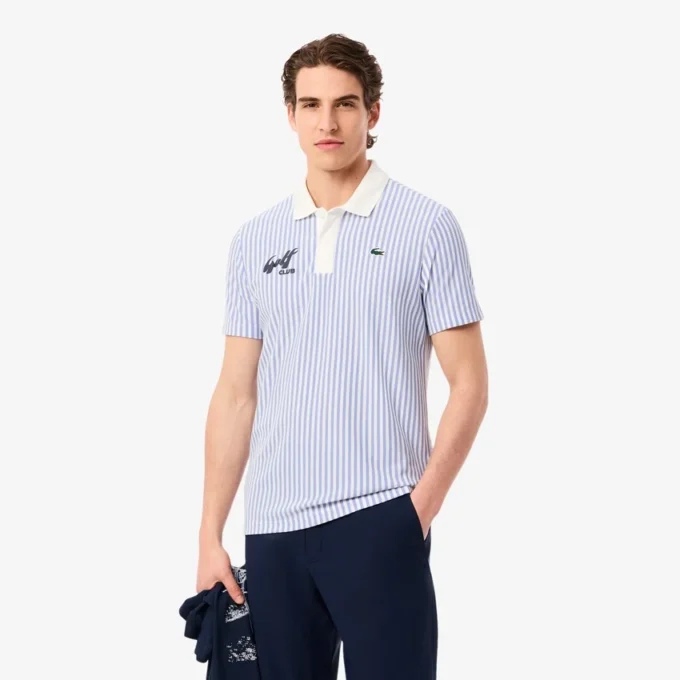 Thermoregulerende gestreepte golfpolo voor heren