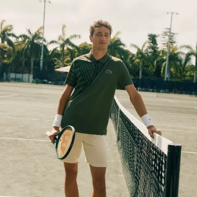 Ultra Dry bedrukt slim fit tennispolo voor heren