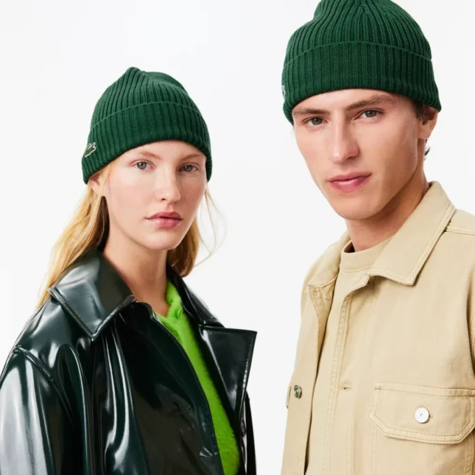Unisex geribde gebreide muts van geborstelde wol