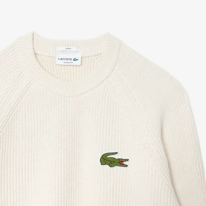 Unisex geribde katoenen trui met badge