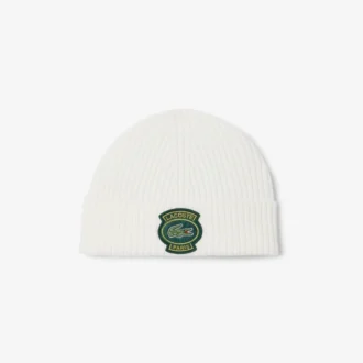 Unisex geribde wollen muts met logo