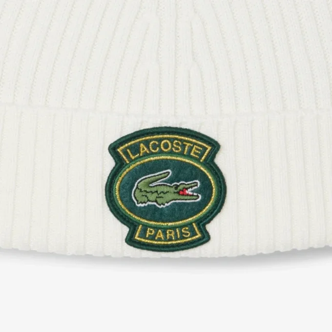 Unisex geribde wollen muts met logo