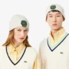 Unisex geribde wollen muts met logo
