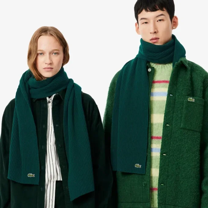 Unisex geribde wollen sjaal