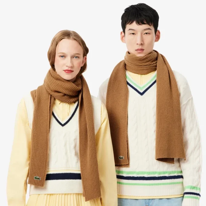 Unisex geribde wollen sjaal