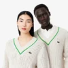 Unisex gestreepte tennistrui met V-hals
