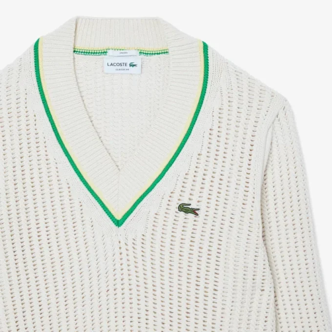 Unisex gestreepte tennistrui met V-hals