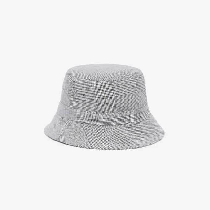 Unisex katoenen buckethoed met dubbelzijdig geruit patroon
