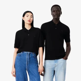 Unisex merinowollen polo met korte mouwen