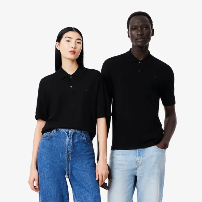Unisex merinowollen polo met korte mouwen