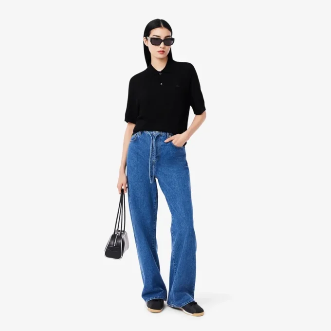 Unisex merinowollen polo met korte mouwen