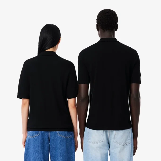Unisex merinowollen polo met korte mouwen