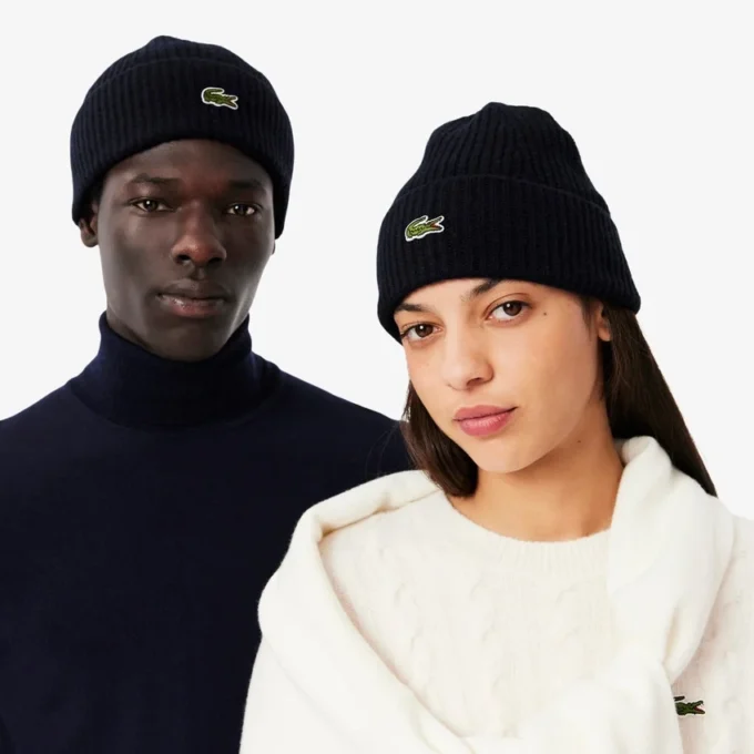 Unisex ribgebreide wollen muts