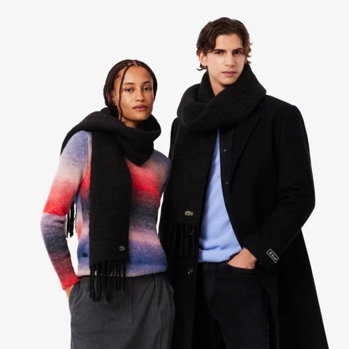 Unisex sjaal van alpacawol met franjes