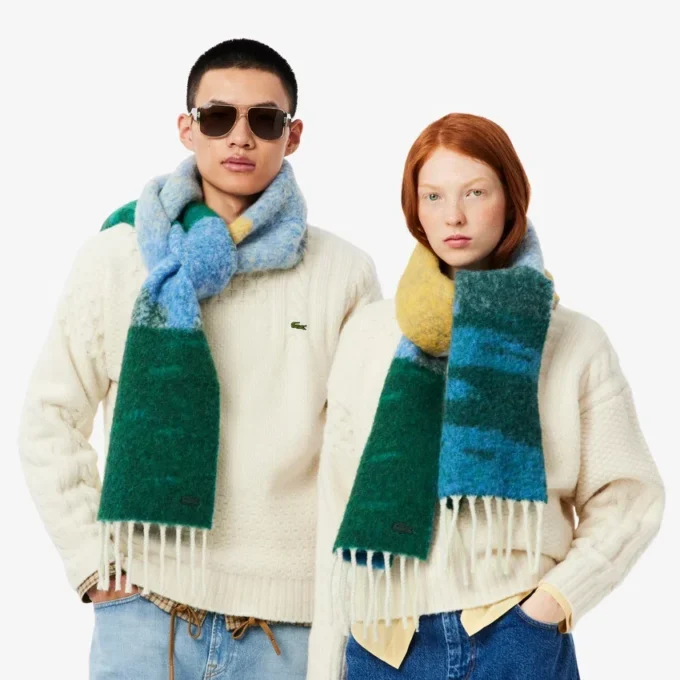 Unisex sjaal van alpacawol met landschapsmotief