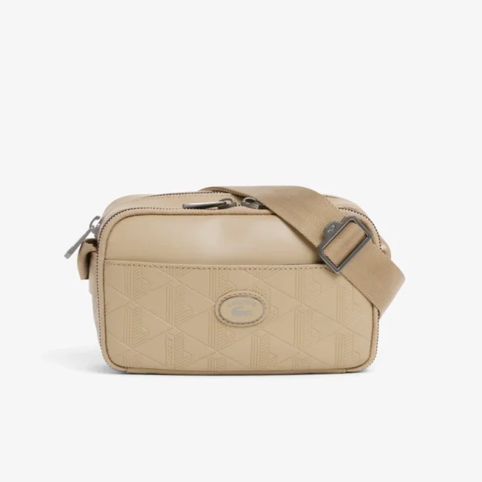 Verticale leren tas met monogram