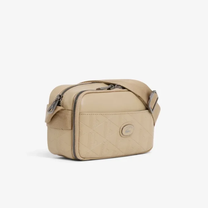 Verticale leren tas met monogram