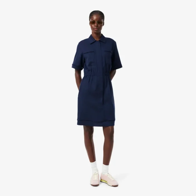 Vloeiende shirtjurk van linnenmix