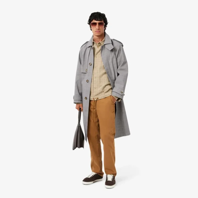 Waterafstotende geruite trenchcoat voor heren