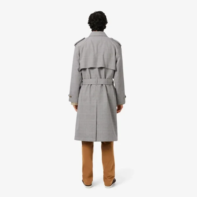Waterafstotende geruite trenchcoat voor heren