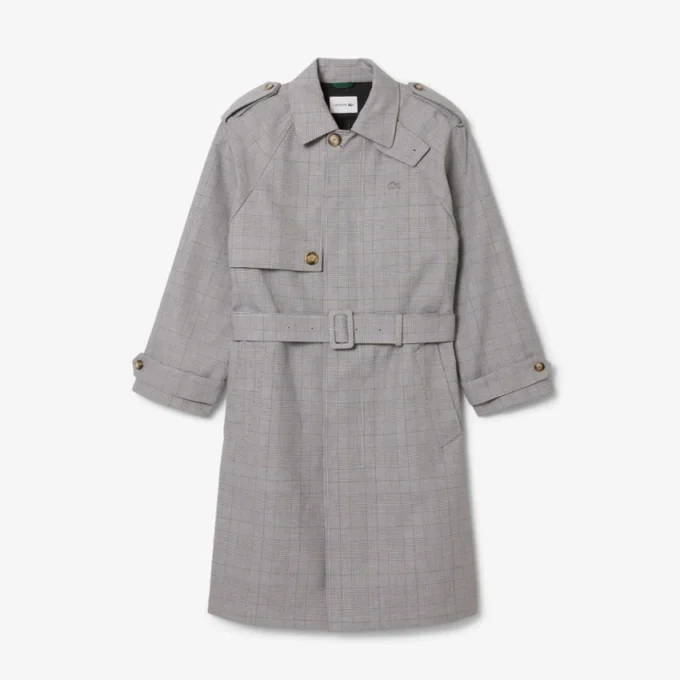 Waterafstotende geruite trenchcoat voor heren
