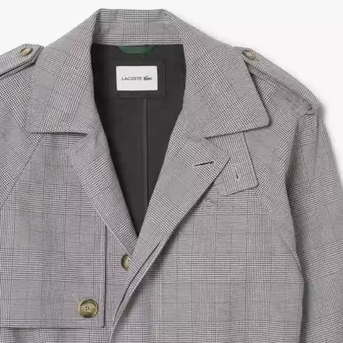 Waterafstotende geruite trenchcoat voor heren