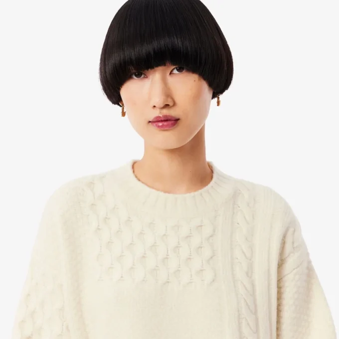 Wollen sweaterjurk met patchwork-effect voor dames