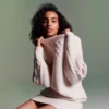 Wollen sweaterjurk met patchwork-effect voor dames