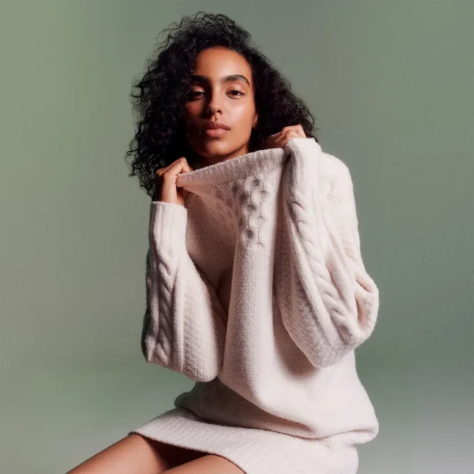 Wollen sweaterjurk met patchwork-effect voor dames